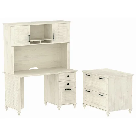 Desk, Hutch, and Lateral File Office Set